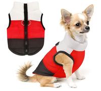 Idepet Pet Dog Cat Coat with Leash Anchor Color Patchwork Padded Puppy Vest Jacket Teddy Chihuahua Costumes Pug Cloth XS S M L (X-Large, Black)
