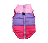 Idepet Pet Dog Cat Coat with Leash Anchor Color Patchwork Padded Puppy Vest Jacket Teddy Chihuahua Costumes Pug Cloth XS S M L