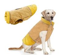 Idepet Waterproof Dog Coat Winter Warm Jacket Vest,Windproof Snowsuit Dog Clothes Outfit Vest Pets Apparel for Small Medium Large Dogs with Harness Hole Yellow 2XL