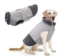Idepet Waterproof Dog Coat Winter Warm Jacket Vest,Windproof Snowsuit Dog Clothes Outfit Vest Pets Apparel for Small Medium Large Dogs with Harness Hole Grey S