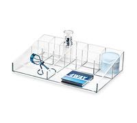 iDesign 13-Compartment Organiser from the Signature Series by Sarah Tanno, PET Cosmetics Storage Unit, Makeup Brush Holder, Clear/Matte White, 30.5 x 20.3 x 7.5 cm
