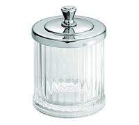 iDesign 13670 Alston Plastic Cotton Pad/Swab Jar, Made of Plastic, Clear/Chrome, Small, Canister