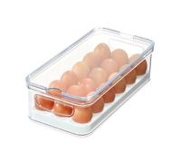 iDesign 18, Stackable BPA- Plastic Eggs, Portable Storage Box for Fridge or Kitchen Cupboard (Non Dishwasher safe), Clear/White, 32.3 cm x 16.1 cm x 9.9 cm