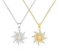 IDesign 2 Pcs Sun Opal Necklace forWomen Princess Jewelry Elegant BFF Best Friends Tangled Sun Necklace, Cute Charming Gift for Women