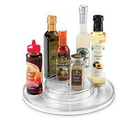 iDesign 2 Tier Lazy Susan Turntable Organiser, Large Rotating Spice Rack for Food Storage, made of BPA-free plastic, transparent