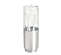 iDesign 28020 Austin Case, Metal and Plastic Stand with Cover, Regular and Electric Toothbrush Holder, Clear Frost/Matte Silver, 7.6 cm in diameter x