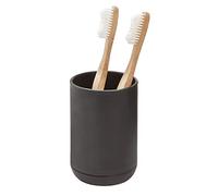 iDesign 28537 Cade Toothbrush Holder, Round Plastic Toothbrush Stand for Regular and Electric Toothbrushes, Black, 7.6 cm x 7.6 cm x 11.4 cm