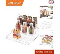 iDesign 3-Compartment Spice Rack - Clear Plastic Kitchen Organizer, 22.2W cm