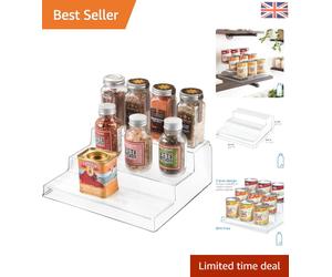iDesign 3-Compartment Spice Rack - Clear Plastic Kitchen Organizer, 22.2W cm