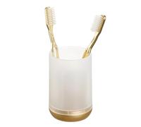 iDesign 3 Divided Sections for Bathroom or Vanity-Frost/Gold Toothbrush Holder