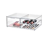 iDesign 3-Drawer Makeup Box from the Signature Series by Sarah Tanno, Wide PET Makeup Organiser Storage, Makeup Storage, Clear/Matte White