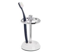 iDesign 3-Section Organizer for Countertop-York Collection - White/Chrome Toothbrush Stand