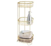 iDesign 3-Tier Bathroom Freestanding Square Shower Caddy Organizer-Gold Tower Shelf