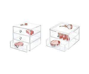 iDesign 35300 Makeup Organiser with Three Drawers, Sturdy Plastic Storage Box for Makeup & 2 Jewelry Box, Compact Storage Organization Drawers Set for Cosmetics, Dental Supplies