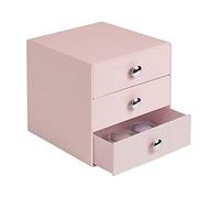 iDesign 35314EU Makeup Organiser with Three Drawers, Sturdy Plastic Storage Box for Makeup, Accessories, Jewelry and More, Compact Dressing Table Organiser, Pink