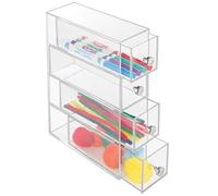 iDesign 36560EU Makeup Organiser with Four Drawers, Sturdy Plastic Storage Box for Makeup, Accessories, Jewelry and More, Compact Dressing Table Organiser, Clear