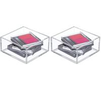 iDesign 40950 Makeup Organiser Tray, Extra Small Plastic Drawer Organiser for Cosmetics, Makeup and Accessories, Practical Storage Box for Dressing Table, Drawers or Bathroom, Clear (Pack of 2)