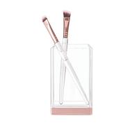 iDesign 41188 Toothbrush Holder, Small Plastic Bathroom Caddy with Modern Design, Toothpaste, Makeup and More, Clear/Rose Gold,6.4 x 6.4 x 10.199999999999999 cm