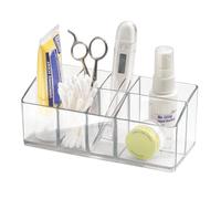 iDesign 42640EU Medicine Storage Box for Bathroom and Medicine Cabinet, Small Plastic Bathroom Storage with 7 Compartments, Practical Make Up Organiser for Bathroom Accessories, Clear