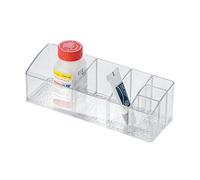 iDesign 42730ES Med+ Medicine Box, Plastic Bathroom Storage Container for Medical Supplies with Six Compartments, Clear, 9" x 3" x 2"