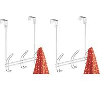 iDesign 43912 Classico Door Wardrobe with 3 Double Hooks, Over Door Coat Rack for Jackets, Hats, Scarves or Towels, Made of Metal, Chrome, 5" x 8.2" x 12.5" (Pack of 2)