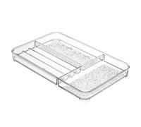 iDesign 48650 Makeup Organiser, Flat Plastic Cosmetics Organiser Tray with 6 Compartments for Bathroom Accessories, Makeup and Jewellery, Practical Drawer Insert, Clear