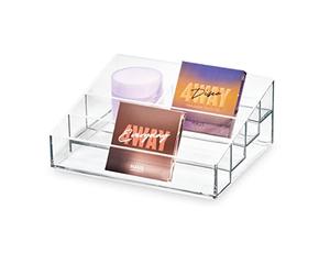 iDesign 5-Compartment Polish Organiser from the Signature Series by Sarah Tanno, Divided PET Makeup, Nail Varnish Storage, Clear/Matte White, 16.5 x 20.1 x 8.2 cm