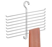 iDesign 6760 Scarf Hanger with 8 Tiers, Metal Hanging Scarf Organiser for Wardrobe or Closet, Also Works as Tie Rack or Belt Hanger, Silver