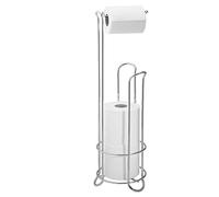 iDesign 68710 Toilet Roll Holder Free Standing, Compact Metal Toilet Roll Storage for 4 Paper Rolls, Practical Bathroom Accessory for Toilet or Guest Bathroom, Chrome, 24.0 in*7.0 in*7.0 in