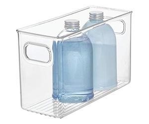 iDesign 69330 Linus Storage/Organiser Box with Handles, Made of Plastic, Clear, Large