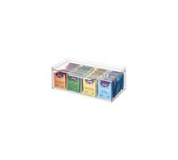 iDesign 72110 crisp BPA-Free Plastic Stackable Packet Storage Drawer with Lid for Kitchen cabinets and countertops, 1259 x 623 x 457, Tea Organizer