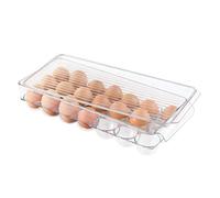 iDesign 72930 Fridge/Freeze Binz Egg Tray, Large Plastic Storage Box for 21 Eggs, Clear