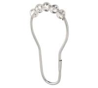 iDesign 76770EU Rings, Metal and Plastic Tension Rod, Set of 12 Practical Shower Curtain Hooks with Easy Installation, Clear/Silver