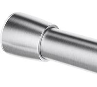 iDesign 78670 Shower Curtain Rail, Medium Length Stainless Steel Tension Rod with no Drilling, Modern Telescopic Shower Curtain Pole for Bathroom and Shower, Matte Silver, 127 - 221 cm