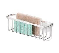 iDesign 84822 Gia Kitchen Sink Organiser, Extra Large Metal Sink Caddy, Dish Sponge Holder, Silver, Polished Stainless Steel