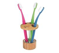 iDesign 85242 Formbu Toothbrush Stand, Clear/Bamboo