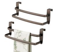 iDesign 9-inch Over-the-Cabinet Double Towel Bar - Set of 2 - Bronze