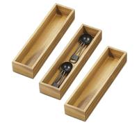 iDesign Acacia Wood Narrow Kitchen Drawer Organizer - Set of 3 - Natural