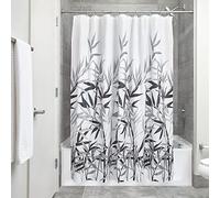iDesign Anzu Fabric Shower Curtain, Polyester Shower Screen with Garden Pattern Design, Grey,183 x 183 cm