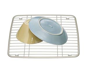 iDesign Axis dish drainer for sink, small metal dish drainer, metal rack for sink, matte silver