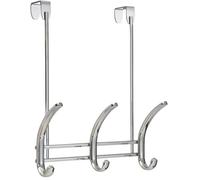 iDesign Axis Hanging Organiser with 4 Hooks, Compact Door Hooks for Jackets, Hats, Bags or Towels, Made of Metal, Chrome