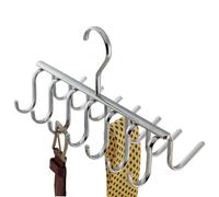 iDesign Axis Tie Rack, Metal Tie and Belt Hanger with 14 Storage Hooks, Chrome Coloured