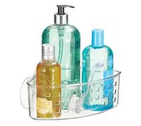iDesign Basic Corner Shower Basket, Plastic Shower Basket with Suction Cups, Clear