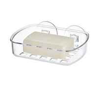 iDesign Basic Suctions Soap Dish Holder for Shower, Made of Durable Plastic with two Strong Suction Cups, Clear