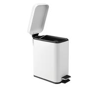 iDesign Bathroom Pedal Bin , Small Waste Bin with Lid, Made of Metal, Practical for Bathroom, Kitchen or Office, White, 14cm x 26cm x 30.5cm