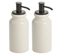 iDesign Bathroom Vanity or Kitchen Countertop Dispenser, Set of 2, Cream/Bronze Westport Soap Pump M2