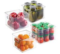 iDesign Cabinet/Kitchen Binz Kitchen Storage Container, Large Plastic Storage Boxes for The Fridge or Pantry, Set of 4 Storage Containers, Clear