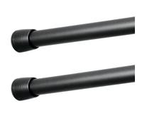 iDesign Cameo Metal Expandable Constant Tension Bathroom Shower Curtain Rod for Master, Guest, Kids' Bathroom, Window, Adjustable from 43-75", Set of 2, Matte Black