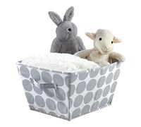 iDesign Canvas Storage Box, Large Foldable Toy Box Made of Cotton/Polyester Mix with 2 Handles, Polka Dot Fabric Box for the Cupboard, Bedroom and Nursery, Grey