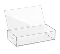 iDesign Clarity Cosmetic Organizer with Lid for Vanity Cabinet to Hold Makeup, Beauty Products - Large, 2" Tall, Clear